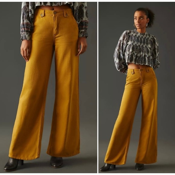 Pilcro and the Letterpress Pants - Pilcro Column Pants
Women's Wide Leg Trousers Size 32
Yellow‎ Gold